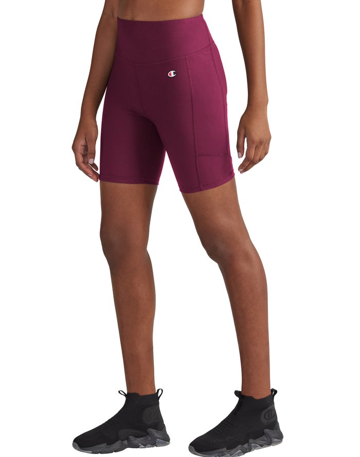 Champion Dame Shorts MørkeLilla - Ribbed Bike 7 - Danmark ROJ-769103